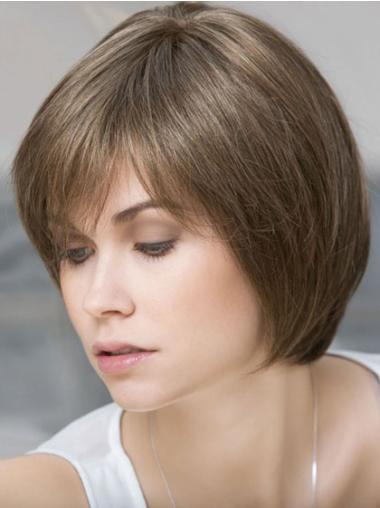 Brown Human Hair Bob Wig 10" Short & Trendy Lace Front Wig