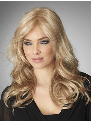Long Wavy Blonde Wigs Fashion Style, 100% Real Human Hair