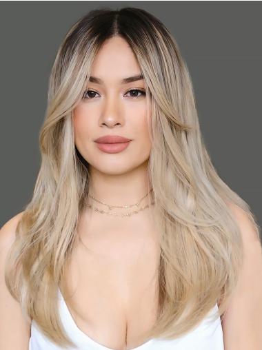 Layered Ombre Straight Synthetic Wig 16 Inch Long Hair For Lady
