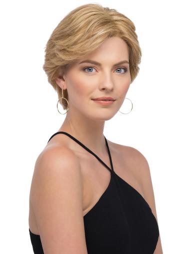 Blonde 6inch Straight Short Wigs 100% Hand-Tied Human Hair, Layered Style