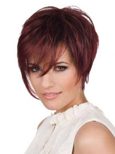 Buy Short Boycut Red Human Hair Wigs Straight Style
