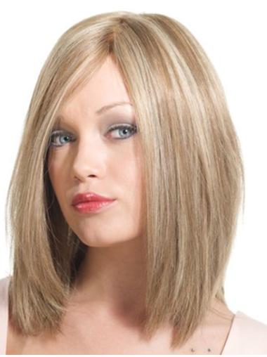 14" Shoulder Length Blonde Wigs Realistic Natural Style