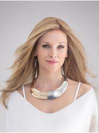 Long Blonde Wig 14" Real Human Hair No Bangs