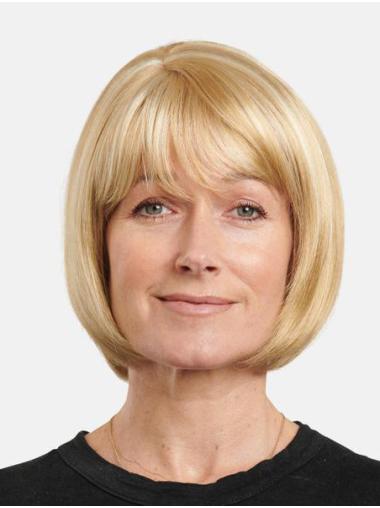 Remy Human Hair Wig 10" Blonde Straight Chin Length