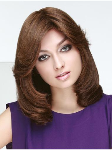 Womens 14" Wavy Brown Bob Wigs Shoulder Length
