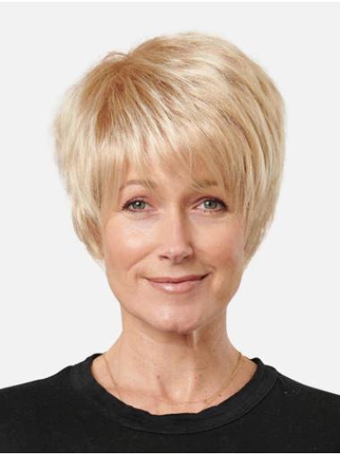 Blonde Synthetic Capless Straight Pixie Wig Sleek & Chic Boycut Style