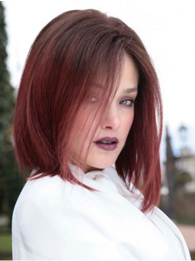 Straight Shoulder-Length Monofilament Remy Human Hair Wigs