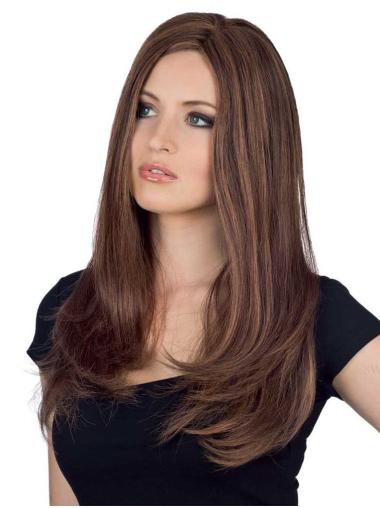 Trendy Long Human Hair Wigs Long Mono Cap, No Bangs, Affordable