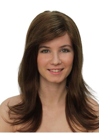 Long Brown Wig Straight Human Hair Without Bangs