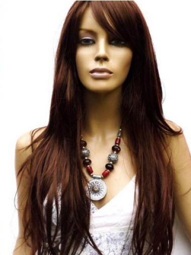Long 26" Lace Front Layered Human Hair Wigs Fashionable Style