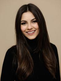 Cheap Long Brown Straight Human Hair Wigs No Bangs Look