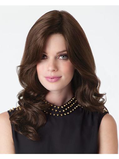 Brown Wavy Capless Human Hair Wigs Natural Look