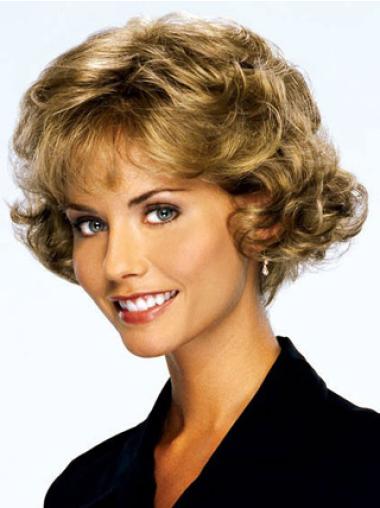 Lace Front Wigs Layered Short Curly Blonde Human Hair