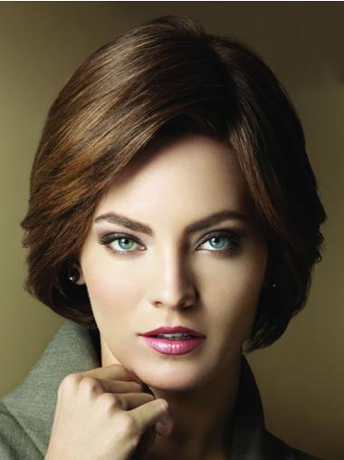 Short Brown Layered Human Hair Wigs Comfortable