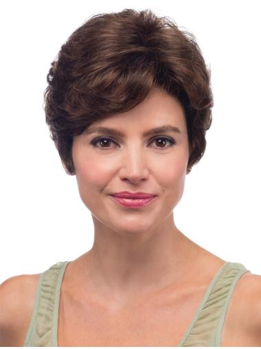 Brown Wavy Wig with Bangs Cheap and High-Quality Human Hair