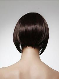 Chin-Length Straight Black Bob Wig Human Hair Capless Design