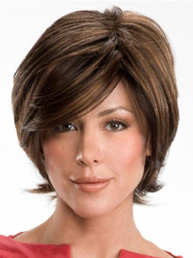 Brown Layered Wavy Human Hair Wigs Perfect Natural Look