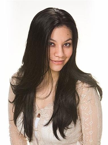 Affordable Capless Straight Long Black Human Hair Wigs
