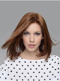 12" Straight Brown Remy Human Hair Wig Medium Length