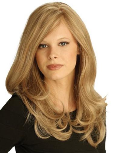 Beautiful Wavy Human Hair Wig Long Layered Blonde