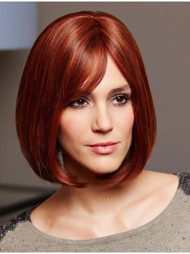Durable Auburn Bob Wig 10" Real Hair For Women