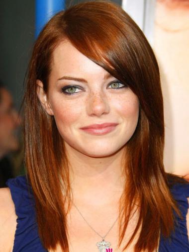 Lace Front Human Hair Wig Copper Long & Straight