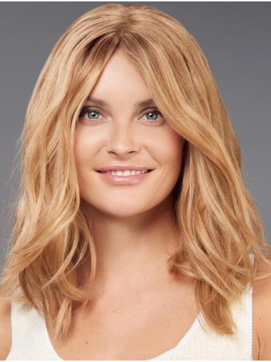 Wavy Blonde Shoulder-Length Wig 100% Human Hair