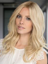 15" Platinum Blonde Wavy Human Hair Wig Hand-Tied