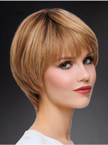 Hand-Tied Short Blonde Bob Wig Natural Real Human Hair
