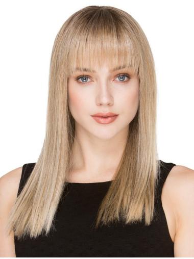 Long 20" Human Hair Wigs with Bangs – Easy to Wear