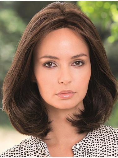 Wavy Shoulder-Length Human Lace Front Wigs 14"