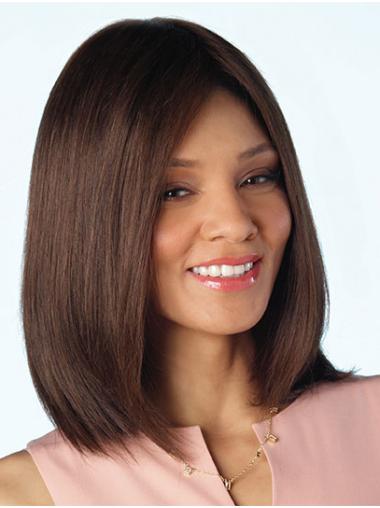 Cheap 14" Brown Shoulder-Length Real Hair Wigs