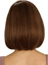 Flexible Layered Auburn Human Hair Chin-Length Wigs
