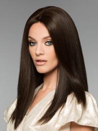 100% Hand-Tied Brown Human Hair Wigs Long Style